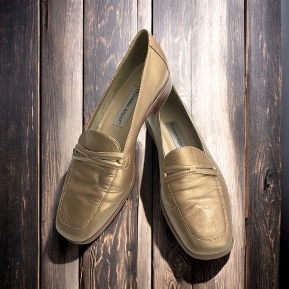 Etienne Aigner Shoes - 90s Etienne Aigner Gold Leather Loafers Sz 7M